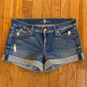 7 For All Mankind Distressed Denim Shorts 26